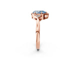 Rose gold Hexagonal Halo Fancy Blue Pear Cut Diamond Solitaire with Pavé Band and Four-Prong Setting_5