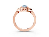 Rose gold Hexagonal Halo Fancy Blue Pear Cut Diamond Solitaire with Pavé Band and Four-Prong Setting_6
