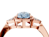 Rose gold Hexagonal Halo Fancy Blue Pear Cut Diamond Solitaire with Pavé Band and Four-Prong Setting_7