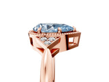 Rose gold Hexagonal Halo Fancy Blue Pear Cut Diamond Solitaire with Pavé Band and Four-Prong Setting_8
