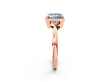 Rose gold Hexagonal Halo Fancy Blue Princess Cut Diamond Solitaire with Pavé Band and Four-Prong Setting_5