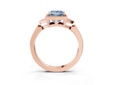 Rose gold Hexagonal Halo Fancy Blue Princess Cut Diamond Solitaire with Pavé Band and Four-Prong Setting_6