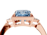 Rose gold Hexagonal Halo Fancy Blue Princess Cut Diamond Solitaire with Pavé Band and Four-Prong Setting_7