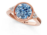 Rose gold Hexagonal Halo Fancy Blue Round Cut Diamond Solitaire with Pavé Band and Four-Prong Setting_4
