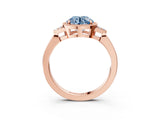 Rose gold Hexagonal Halo Fancy Blue Round Cut Diamond Solitaire with Pavé Band and Four-Prong Setting_6