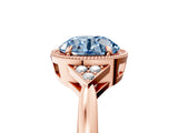 Rose gold Hexagonal Halo Fancy Blue Round Cut Diamond Solitaire with Pavé Band and Four-Prong Setting_8