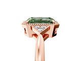 Rose gold Hexagonal Halo Fancy Green Emerald Cut Diamond Solitaire with Pavé Band and Four-Prong Setting_8