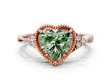 Rose gold Hexagonal Halo Fancy Green Heart Cut Diamond Solitaire with Pavé Band and Four-Prong Setting_3