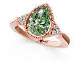 Rose gold Hexagonal Halo Fancy Green Pear Cut Diamond Solitaire with Pavé Band and Four-Prong Setting_4