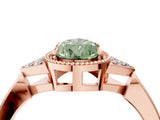 Rose gold Hexagonal Halo Fancy Green Pear Cut Diamond Solitaire with Pavé Band and Four-Prong Setting_7