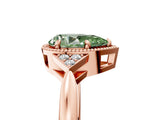 Rose gold Hexagonal Halo Fancy Green Pear Cut Diamond Solitaire with Pavé Band and Four-Prong Setting_8