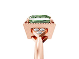 Rose gold Hexagonal Halo Fancy Green Princess Cut Diamond Solitaire with Pavé Band and Four-Prong Setting_8