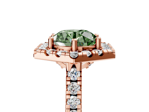 Rose gold Hexagonal Halo Fancy Green Round Cut Diamond Pavé Band with Four-Prong Setting_5
