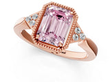 Rose gold Hexagonal Halo Fancy Pink Emerald Cut Diamond Solitaire with Pavé Band and Four-Prong Setting_4