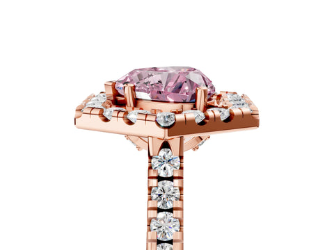Rose gold Hexagonal Halo Fancy Pink Heart Cut Diamond Pavé Band with Four-Prong Setting_5