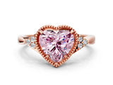 Rose gold Hexagonal Halo Fancy Pink Heart Cut Diamond Solitaire with Pavé Band and Four-Prong Setting_3