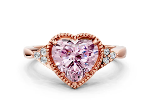 Rose gold Hexagonal Halo Fancy Pink Heart Cut Diamond Solitaire with Pavé Band and Four-Prong Setting_3