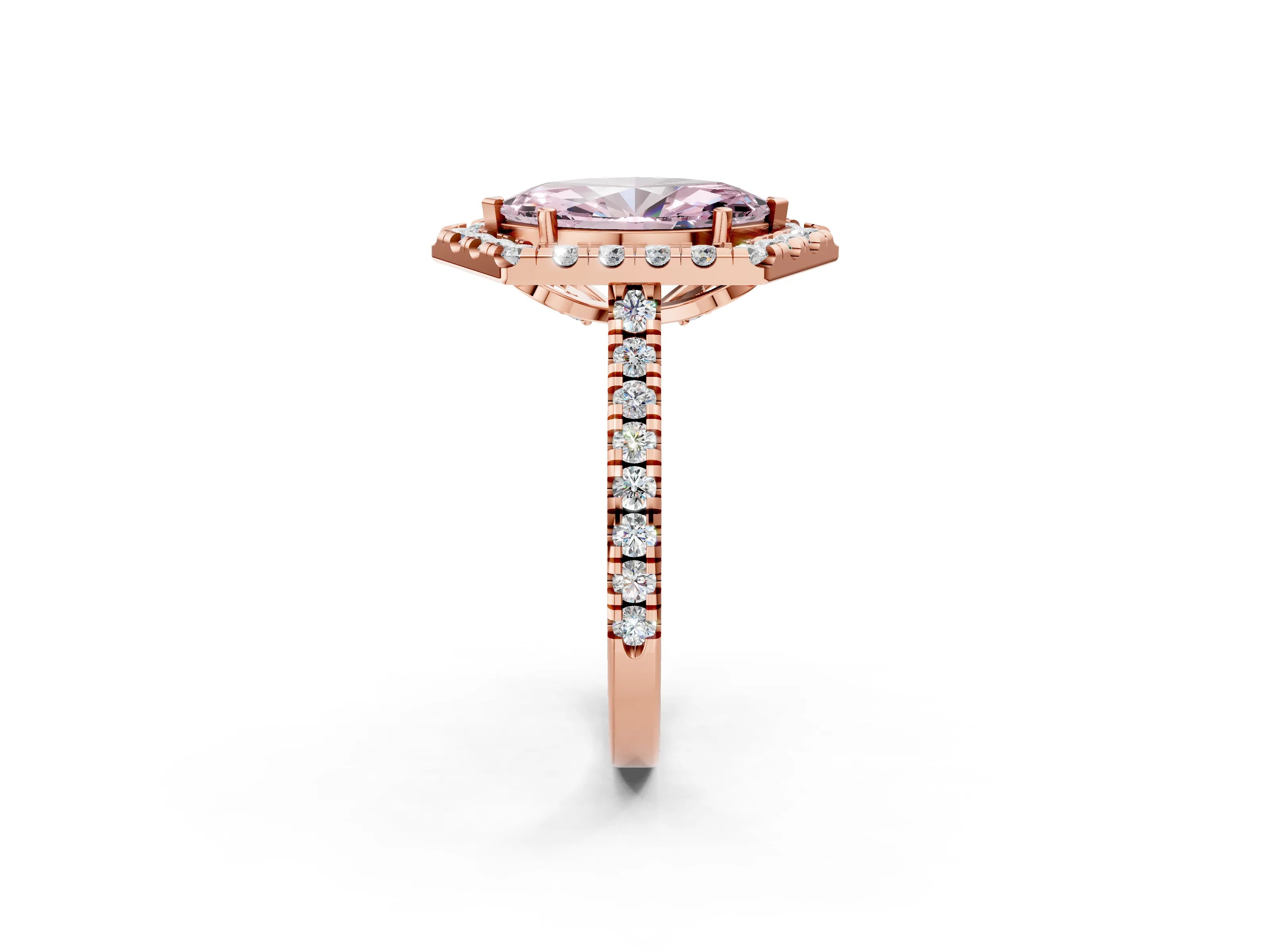 Rose gold Hexagonal Halo Fancy Pink Marquise Cut Diamond Pavé Band with Four-Prong Setting_2