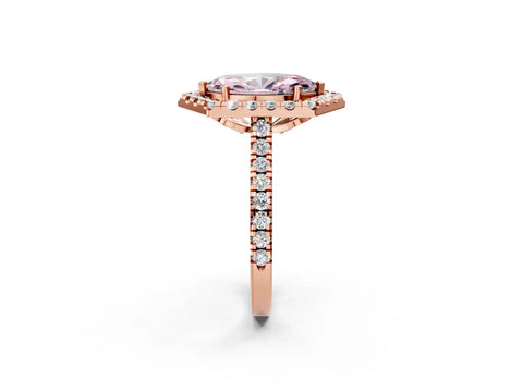 Rose gold Hexagonal Halo Fancy Pink Marquise Cut Diamond Pavé Band with Four-Prong Setting_2