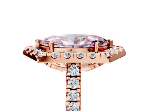 Rose gold Hexagonal Halo Fancy Pink Marquise Cut Diamond Pavé Band with Four-Prong Setting_5