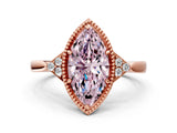 Rose gold Hexagonal Halo Fancy Pink Marquise Cut Diamond Solitaire with Pavé Band and Four-Prong Setting_3