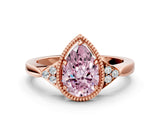 Rose gold Hexagonal Halo Fancy Pink Pear Cut Diamond Solitaire with Pavé Band and Four-Prong Setting_3
