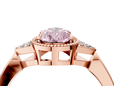 Rose gold Hexagonal Halo Fancy Pink Pear Cut Diamond Solitaire with Pavé Band and Four-Prong Setting_7