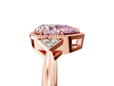 Rose gold Hexagonal Halo Fancy Pink Pear Cut Diamond Solitaire with Pavé Band and Four-Prong Setting_8