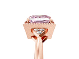 Rose gold Hexagonal Halo Fancy Pink Princess Cut Diamond Solitaire with Pavé Band and Four-Prong Setting_8