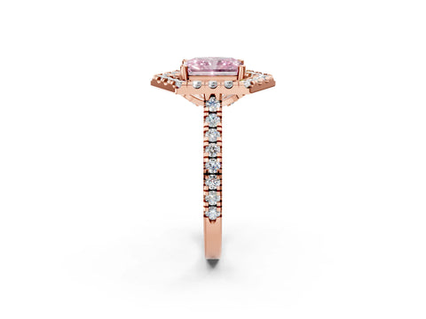 Rose gold Hexagonal Halo Fancy Pink Radiant Cut Diamond Pavé Band with Four-Prong Setting_2