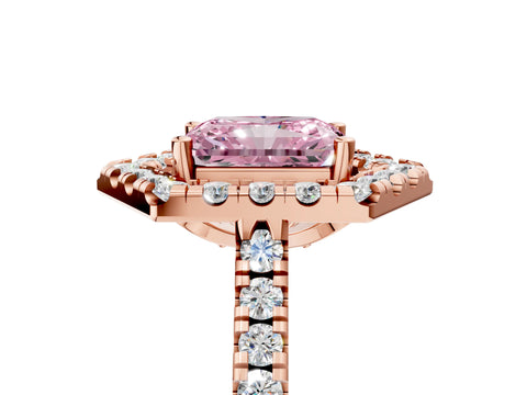 Rose gold Hexagonal Halo Fancy Pink Radiant Cut Diamond Pavé Band with Four-Prong Setting_5