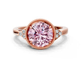 Rose gold Hexagonal Halo Fancy Pink Round Cut Diamond Solitaire with Pavé Band and Four-Prong Setting_3