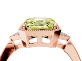 Rose gold Hexagonal Halo Fancy Yellow Asscher Cut Diamond Solitaire with Pavé Band and Four-Prong Setting_7