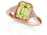 Rose gold Hexagonal Halo Fancy Yellow Emerald Cut Diamond Solitaire with Pavé Band and Four-Prong Setting_4
