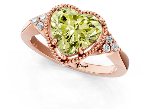 Rose gold Hexagonal Halo Fancy Yellow Heart Cut Diamond Solitaire with Pavé Band and Four-Prong Setting_4