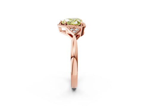 Rose gold Hexagonal Halo Fancy Yellow Heart Cut Diamond Solitaire with Pavé Band and Four-Prong Setting_5