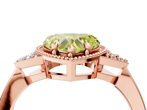 Rose gold Hexagonal Halo Fancy Yellow Heart Cut Diamond Solitaire with Pavé Band and Four-Prong Setting_7