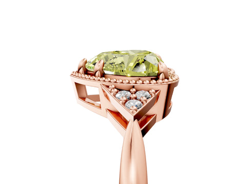 Rose gold Hexagonal Halo Fancy Yellow Heart Cut Diamond Solitaire with Pavé Band and Four-Prong Setting_8