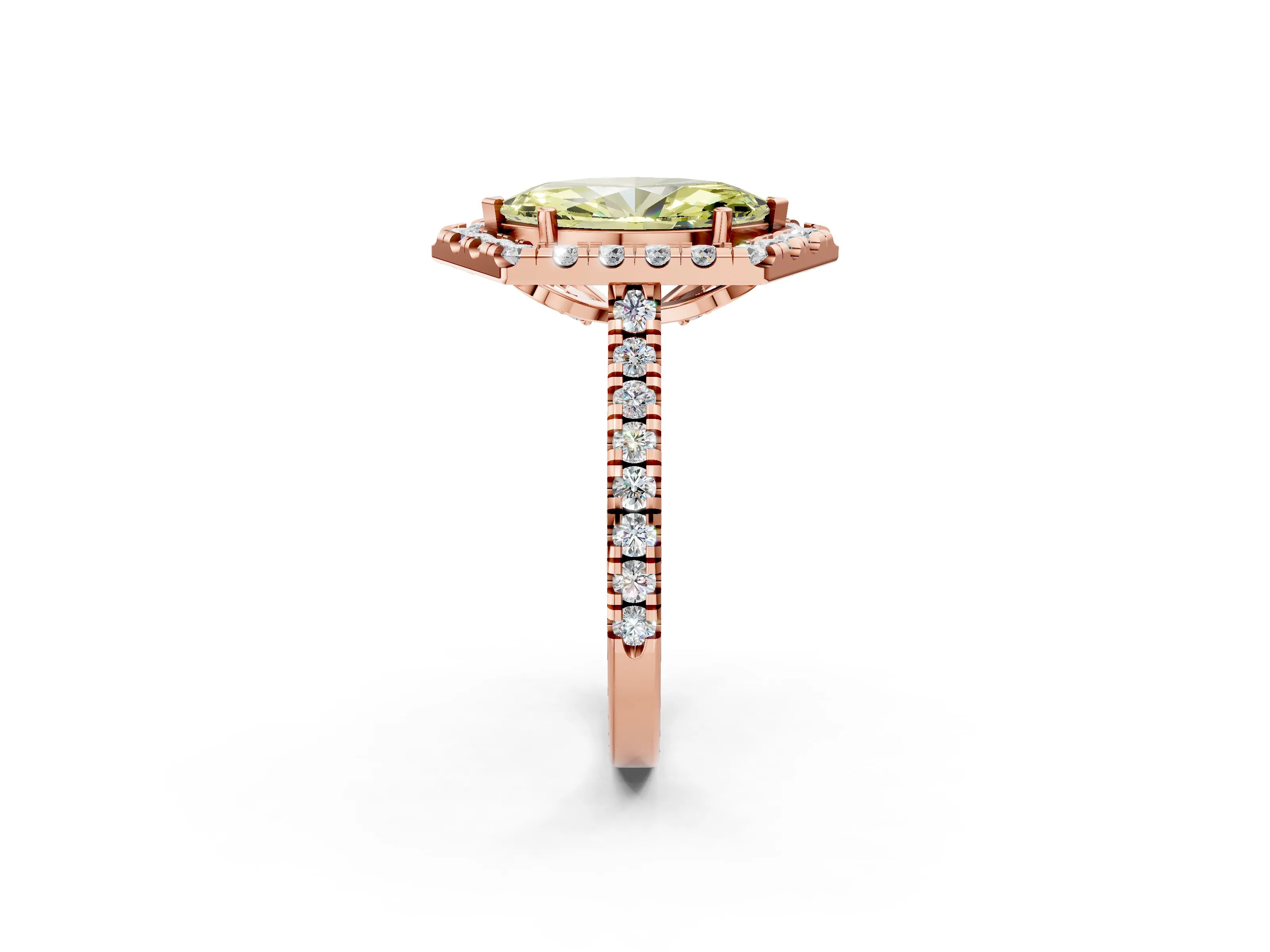 Rose gold Hexagonal Halo Fancy Yellow Marquise Cut Diamond Pavé Band with Four-Prong Setting_2