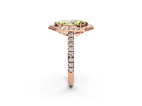 Rose gold Hexagonal Halo Fancy Yellow Marquise Cut Diamond Pavé Band with Four-Prong Setting_2