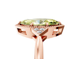 Rose gold Hexagonal Halo Fancy Yellow Marquise Cut Diamond Solitaire with Pavé Band and Four-Prong Setting_8