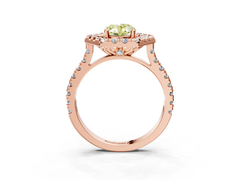 Rose gold Hexagonal Halo Fancy Yellow Oval Cut Diamond Pavé Band with Four-Prong Setting_3