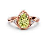 Rose gold Hexagonal Halo Fancy Yellow Pear Cut Diamond Solitaire with Pavé Band and Four-Prong Setting_3