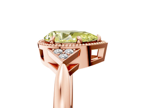 Rose gold Hexagonal Halo Fancy Yellow Pear Cut Diamond Solitaire with Pavé Band and Four-Prong Setting_8