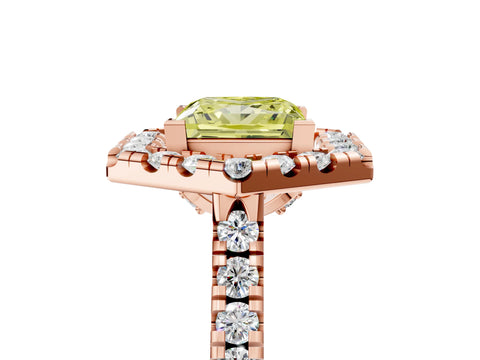 Rose gold Hexagonal Halo Fancy Yellow Princess Cut Diamond Pavé Band with Four-Prong Setting_5