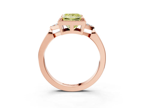 Rose gold Hexagonal Halo Fancy Yellow Princess Cut Diamond Solitaire with Pavé Band and Four-Prong Setting_6