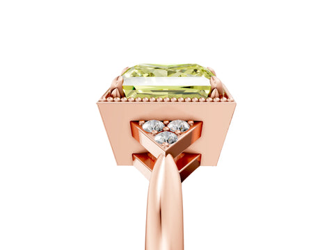 Rose gold Hexagonal Halo Fancy Yellow Princess Cut Diamond Solitaire with Pavé Band and Four-Prong Setting_8