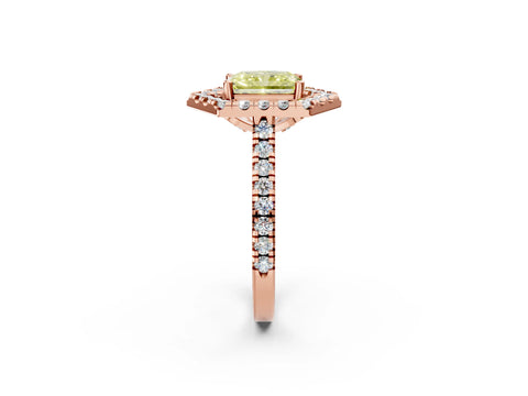 Rose gold Hexagonal Halo Fancy Yellow Radiant Cut Diamond Pavé Band with Four-Prong Setting_2