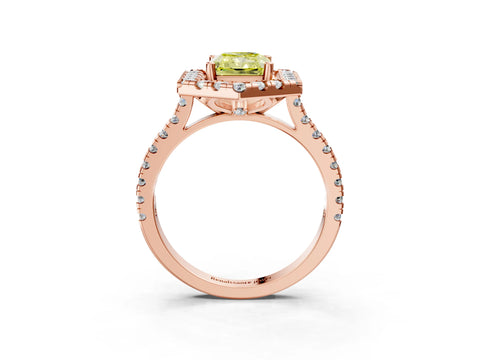 Rose gold Hexagonal Halo Fancy Yellow Radiant Cut Diamond Pavé Band with Four-Prong Setting_3