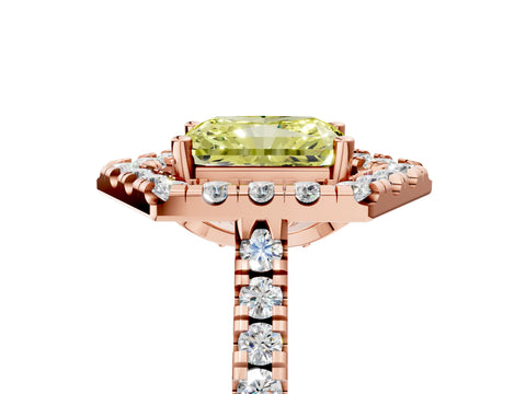 Rose gold Hexagonal Halo Fancy Yellow Radiant Cut Diamond Pavé Band with Four-Prong Setting_5